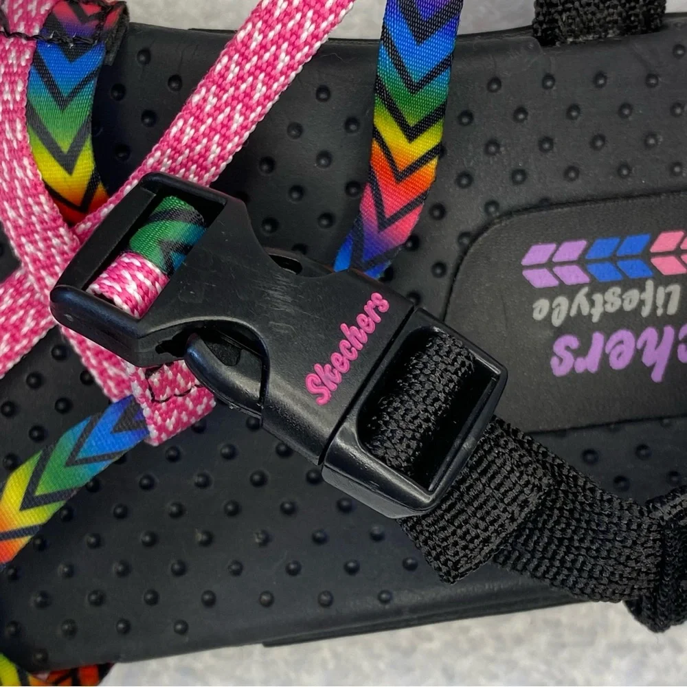 Skechers Womens Reggae Bright Direction Black Flats Strappy Sandals Size 6 EUC - Picture 8 of 13